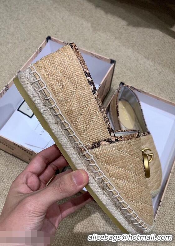 Most Popular Gucci Chevron Raffia Espadrilles With Double G 577374/578547 Beige 2019