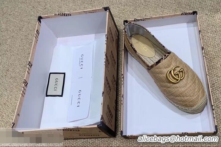 Most Popular Gucci Chevron Raffia Espadrilles With Double G 577374/578547 Beige 2019