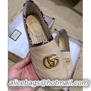 Pretty Style Gucci Chevron Raffia Espadrilles With Double G 577374/578547 Nude 2019