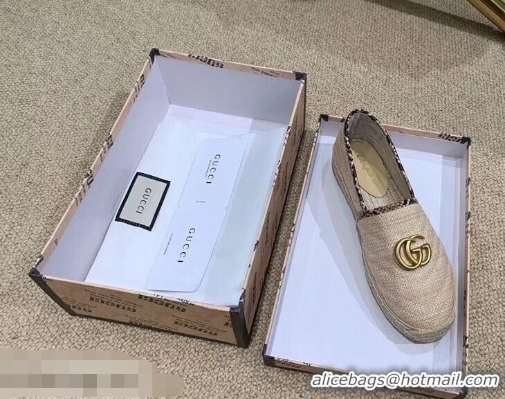 Pretty Style Gucci Chevron Raffia Espadrilles With Double G 577374/578547 Nude 2019