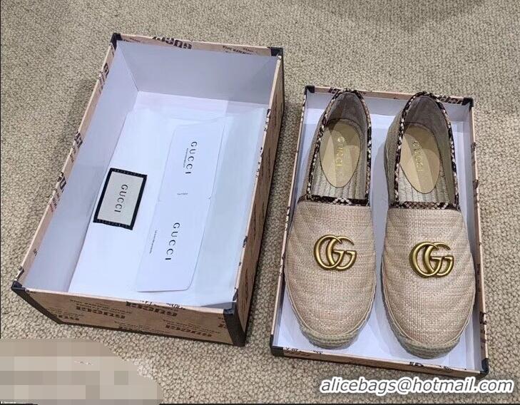 Pretty Style Gucci Chevron Raffia Espadrilles With Double G 577374/578547 Nude 2019