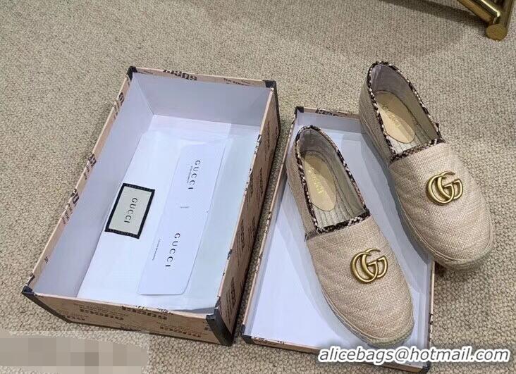 Pretty Style Gucci Chevron Raffia Espadrilles With Double G 577374/578547 Nude 2019