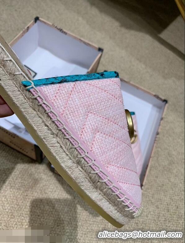 Unique Style Gucci Chevron Raffia Espadrilles Slippers With Double G 952007 Pink 2019