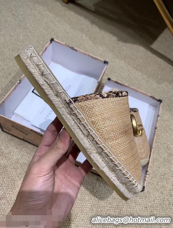 Lowest Price Gucci Chevron Raffia Espadrilles Slippers With Double G 952007 Beige ​2019