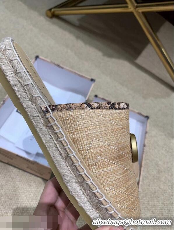 Lowest Price Gucci Chevron Raffia Espadrilles Slippers With Double G 952007 Beige ​2019