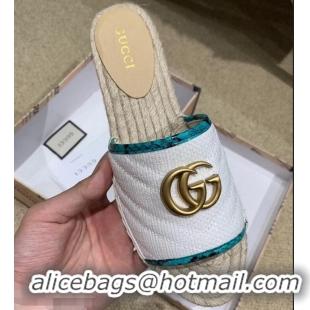 Discount Gucci Chevron Raffia Espadrilles Slides Sandals With Double G 578554 White 2019