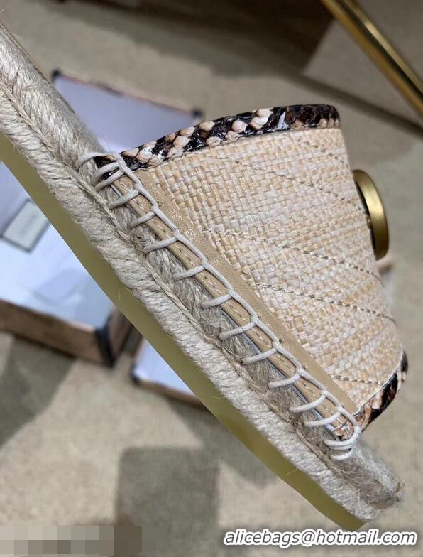 Imitation Gucci Chevron Raffia Espadrilles Slides Sandals With Double G 578554 Nude ​2019