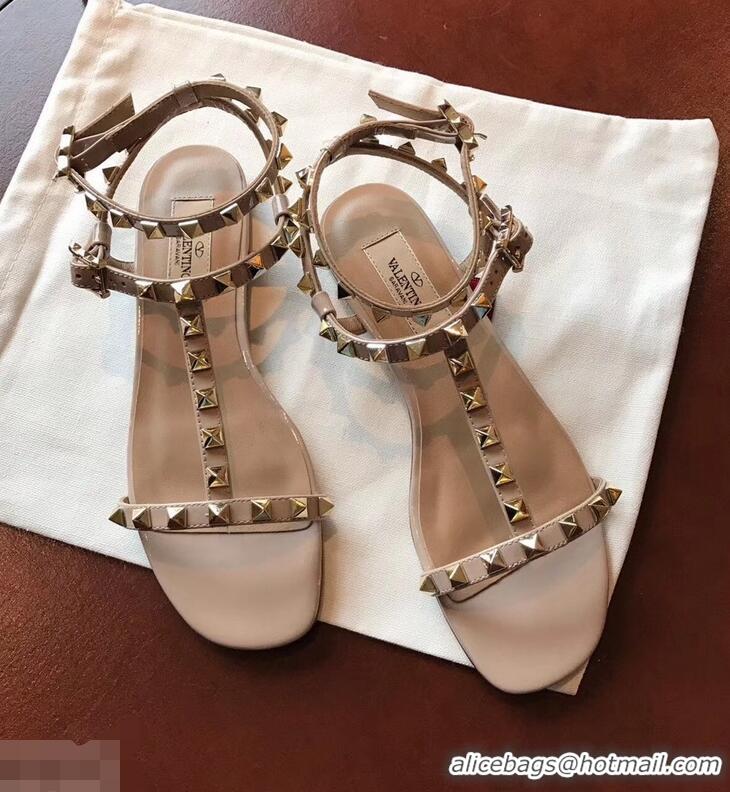 Shop Duplicate VALENTINO ROCKSTUD FLAT SANDALS VA8401 NUDE SUMMER 2019