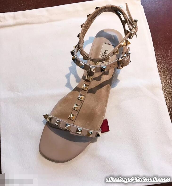 Shop Duplicate VALENTINO ROCKSTUD FLAT SANDALS VA8401 NUDE SUMMER 2019