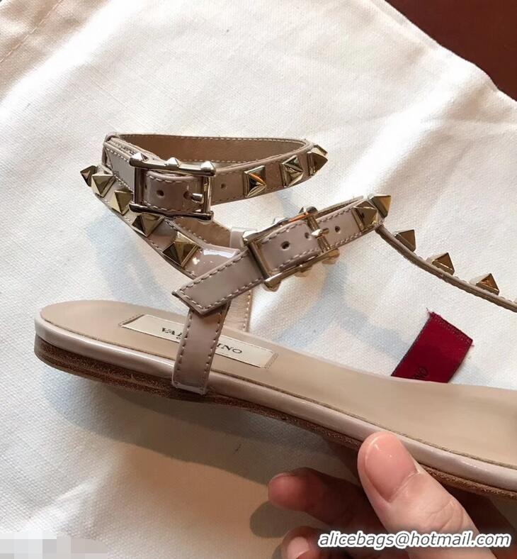 Shop Duplicate VALENTINO ROCKSTUD FLAT SANDALS VA8401 NUDE SUMMER 2019