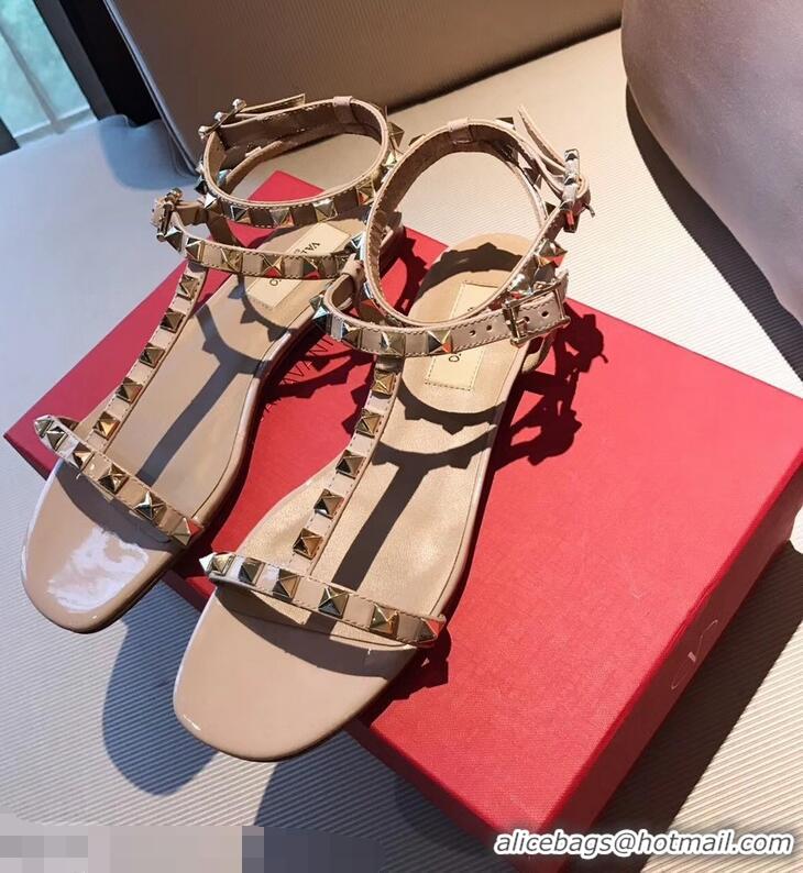 Shop Duplicate VALENTINO ROCKSTUD FLAT SANDALS VA8401 NUDE SUMMER 2019