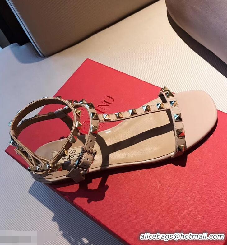 Shop Duplicate VALENTINO ROCKSTUD FLAT SANDALS VA8401 NUDE SUMMER 2019