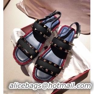 Trendy Design VALENTINO ROCKSTUD FLAT MACRO STUD SANDALS VA8404 BLACK ​SUMMER 2019