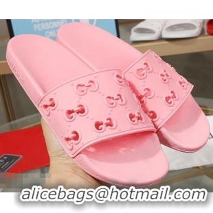 Imitation Discount Gucci Rubber GG Slide Sandals 952730 Pink 2019