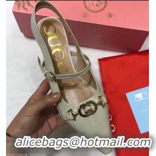 Top Quality Gucci Heel 5.5cm Zumi Leather Pumps 583300 Creamy 2019