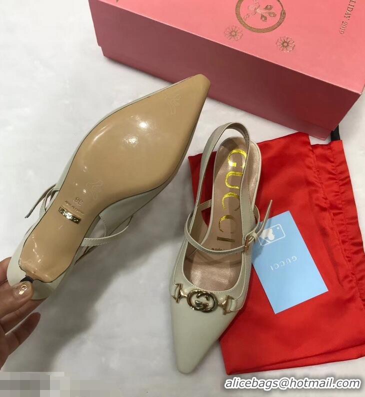 Top Quality Gucci Heel 5.5cm Zumi Leather Pumps 583300 Creamy 2019