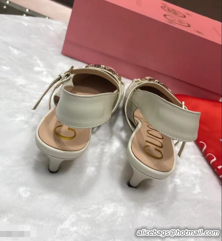 Top Quality Gucci Heel 5.5cm Zumi Leather Pumps 583300 Creamy 2019