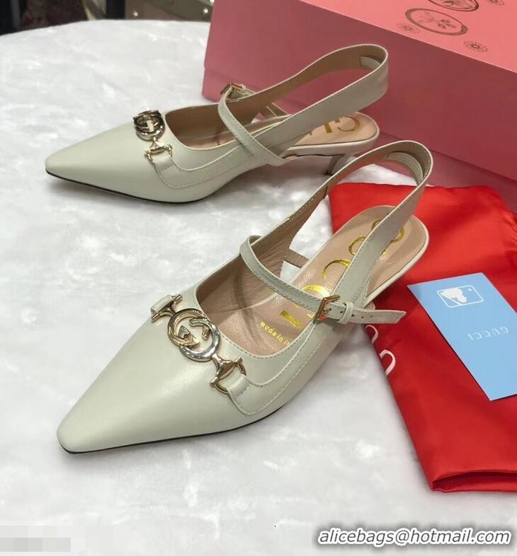 Top Quality Gucci Heel 5.5cm Zumi Leather Pumps 583300 Creamy 2019