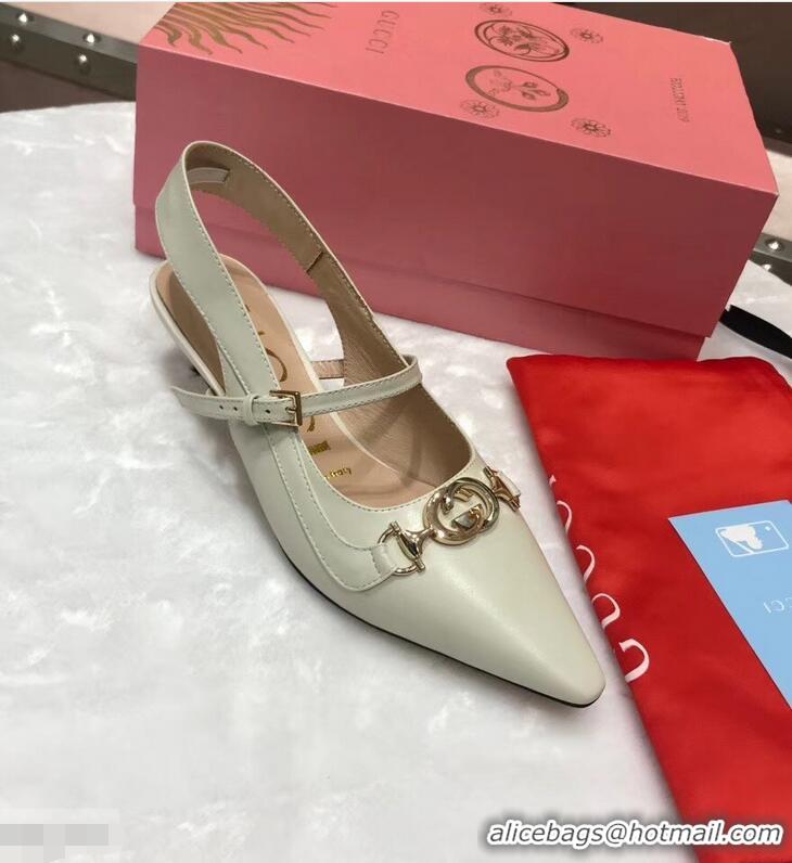 Top Quality Gucci Heel 5.5cm Zumi Leather Pumps 583300 Creamy 2019