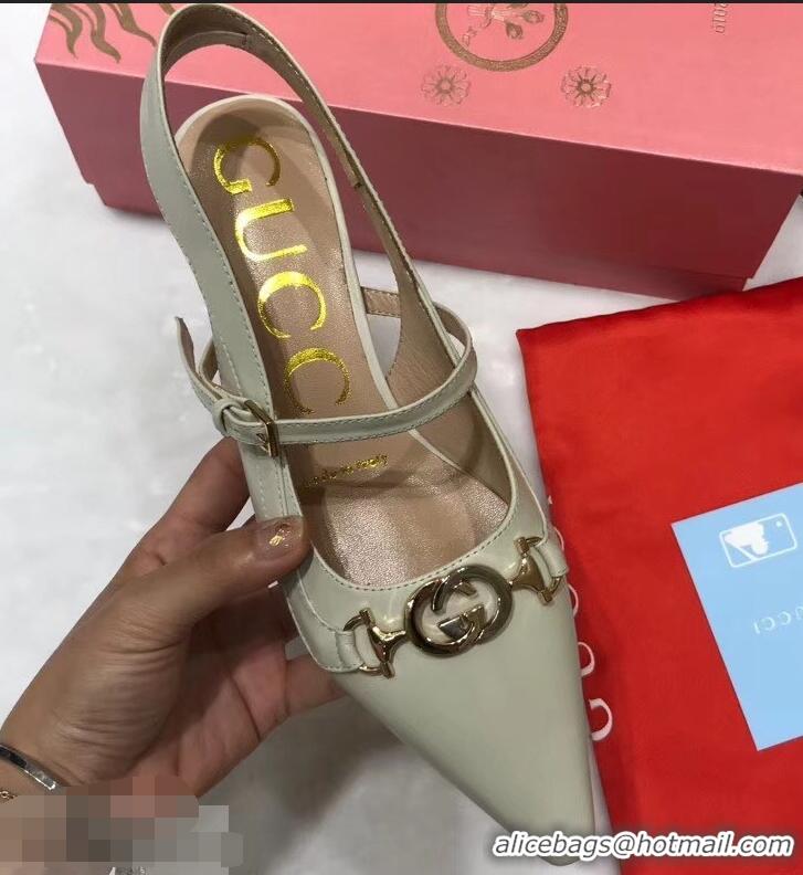 Top Quality Gucci Heel 5.5cm Zumi Leather Pumps 583300 Creamy 2019