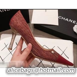 New Design Chanel Quilted Heel Pumps C95720 Red 2019