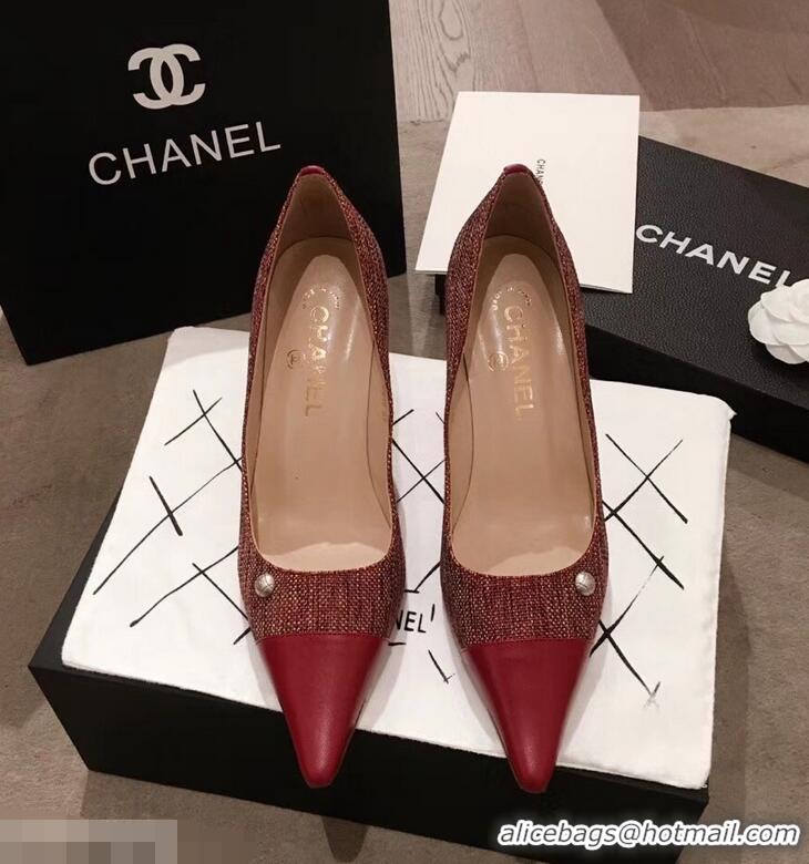 New Design Chanel Quilted Heel Pumps C95720 Red 2019