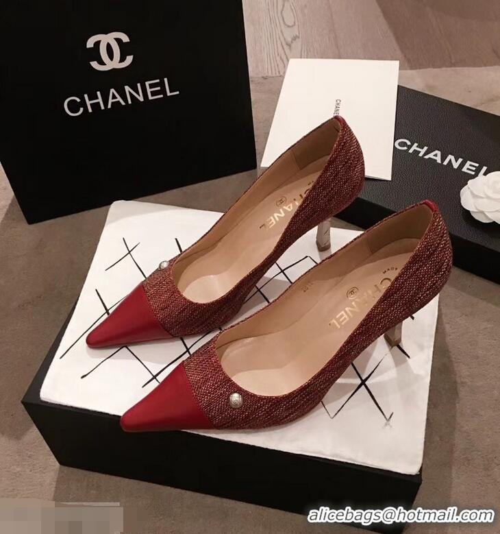 New Design Chanel Quilted Heel Pumps C95720 Red 2019