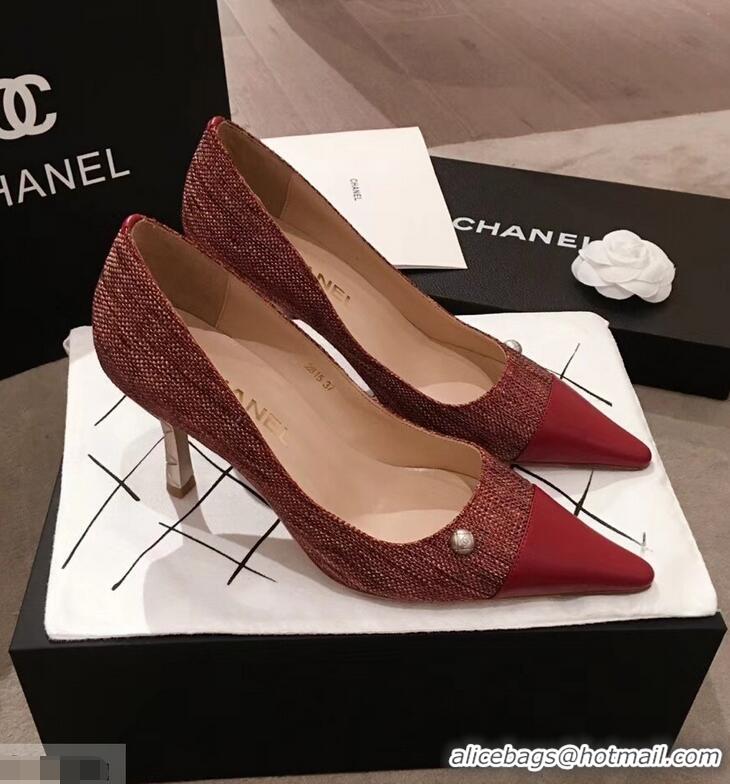 New Design Chanel Quilted Heel Pumps C95720 Red 2019