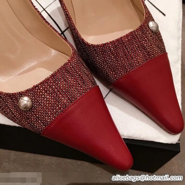 New Design Chanel Quilted Heel Pumps C95720 Red 2019