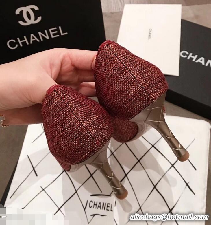 New Design Chanel Quilted Heel Pumps C95720 Red 2019