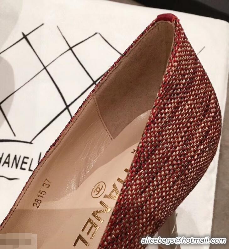 New Design Chanel Quilted Heel Pumps C95720 Red 2019