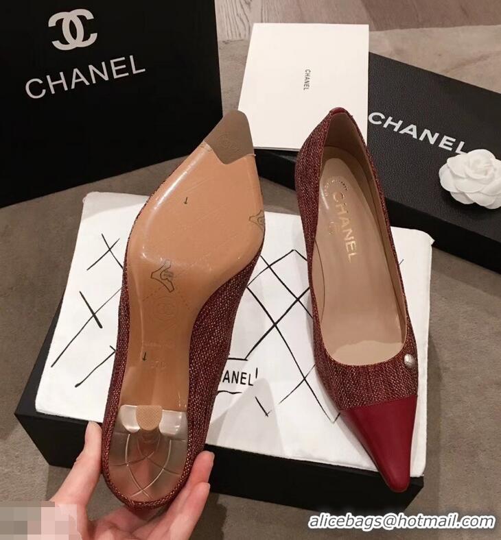 New Design Chanel Quilted Heel Pumps C95720 Red 2019