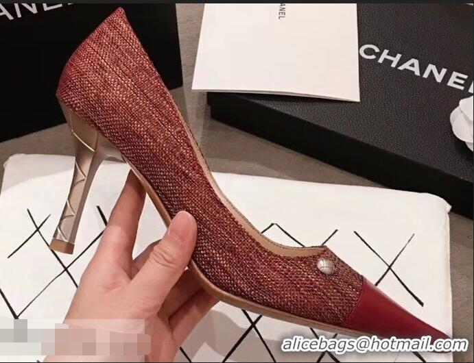 New Design Chanel Quilted Heel Pumps C95720 Red 2019