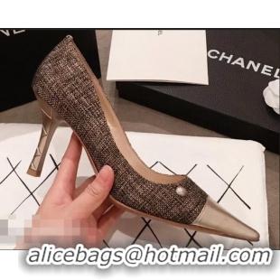 Wholesale Cheapest Chanel Quilted Heel Pumps C95720 Gold 2019