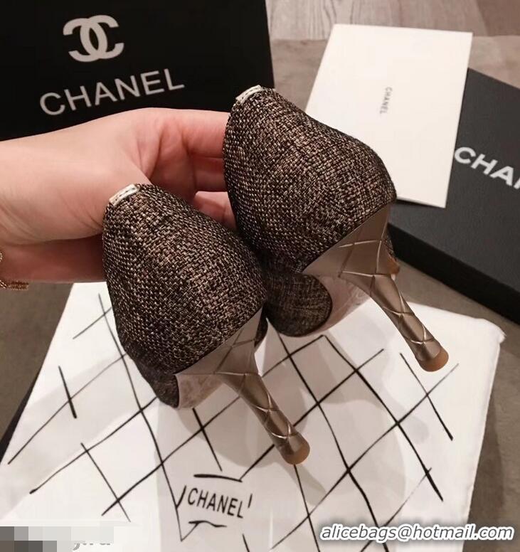 Wholesale Cheapest Chanel Quilted Heel Pumps C95720 Gold 2019