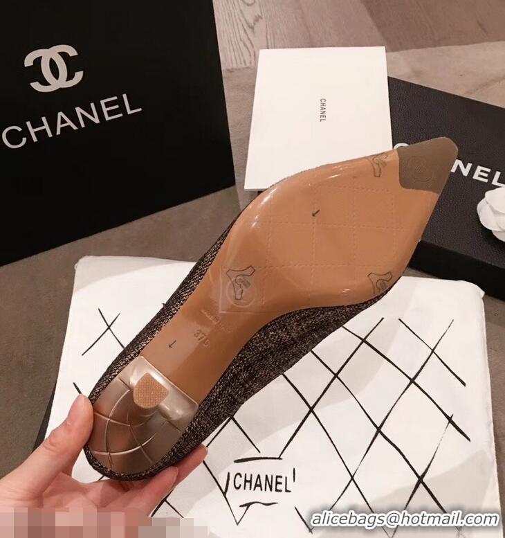 Wholesale Cheapest Chanel Quilted Heel Pumps C95720 Gold 2019