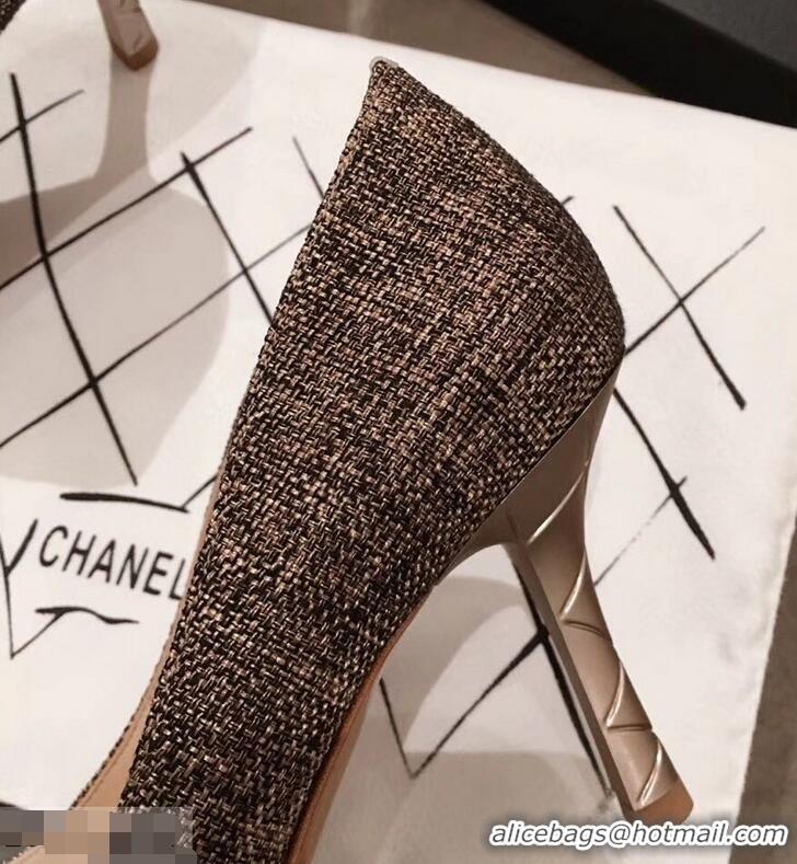 Wholesale Cheapest Chanel Quilted Heel Pumps C95720 Gold 2019