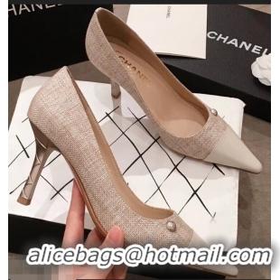 High Quality Chanel Quilted Heel Pumps C95720 Creamy 2019