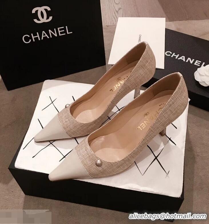 High Quality Chanel Quilted Heel Pumps C95720 Creamy 2019