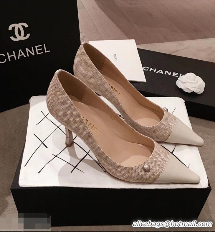 High Quality Chanel Quilted Heel Pumps C95720 Creamy 2019