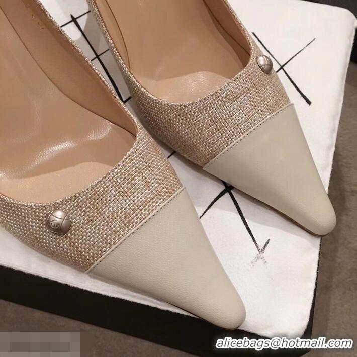 High Quality Chanel Quilted Heel Pumps C95720 Creamy 2019