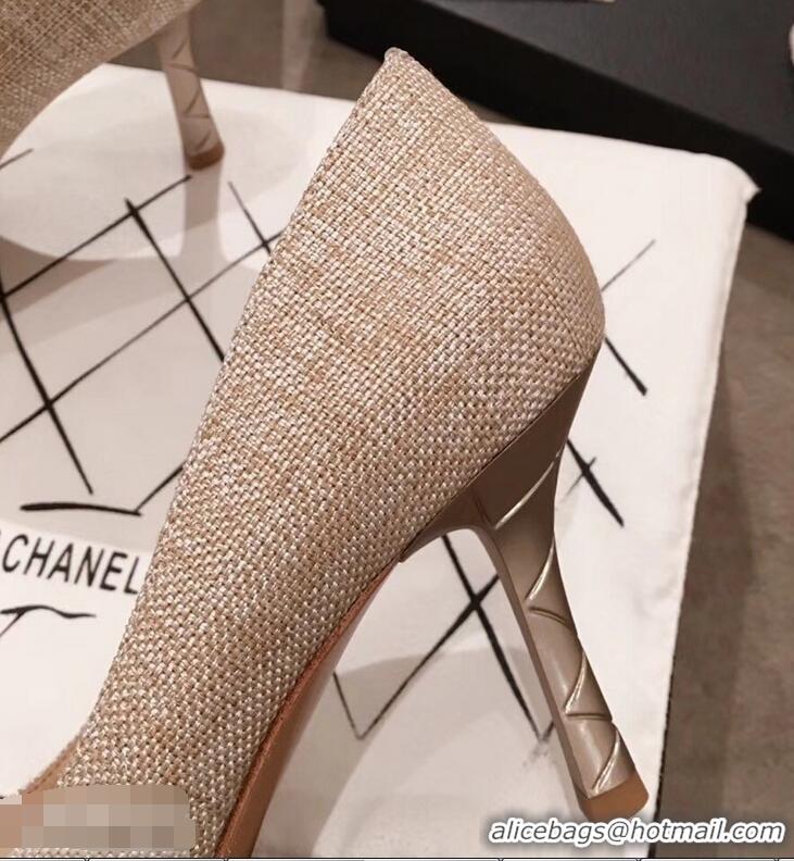 High Quality Chanel Quilted Heel Pumps C95720 Creamy 2019