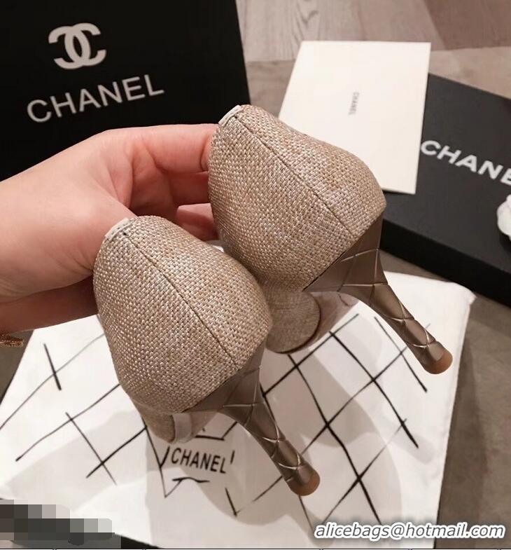 High Quality Chanel Quilted Heel Pumps C95720 Creamy 2019