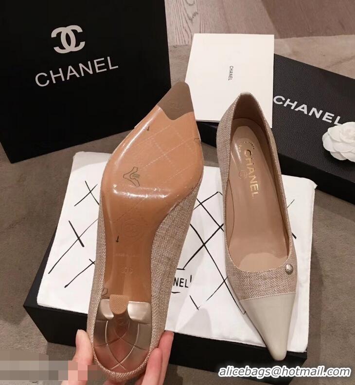 High Quality Chanel Quilted Heel Pumps C95720 Creamy 2019