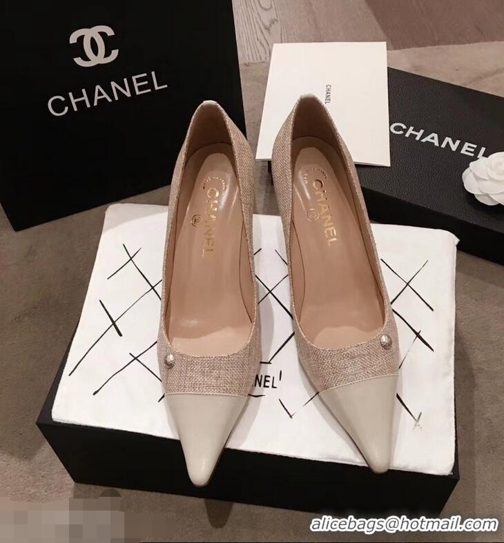 High Quality Chanel Quilted Heel Pumps C95720 Creamy 2019