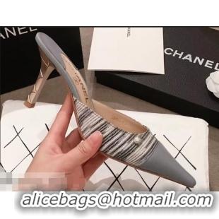 Ladies Discount Chanel Quilted Heel Mules G95723 Gray 2019