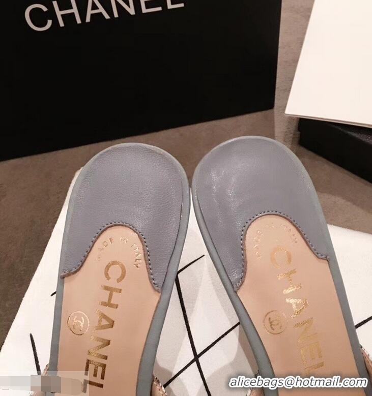 Ladies Discount Chanel Quilted Heel Mules G95723 Gray 2019