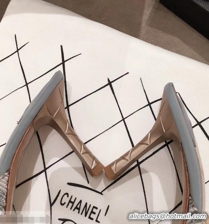 Ladies Discount Chanel Quilted Heel Mules G95723 Gray 2019