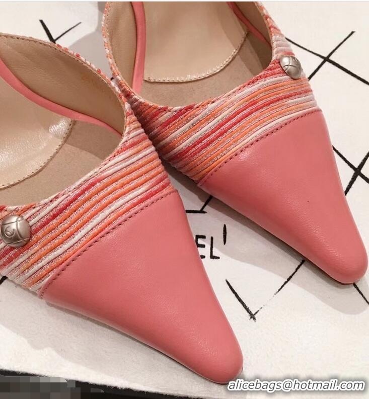 Women Imitation Chanel Quilted Heel Mules G95723 Pink 2019