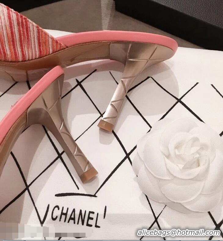 Women Imitation Chanel Quilted Heel Mules G95723 Pink 2019